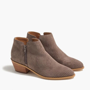 J. Crew Perforated Microsuede Boots Short Booties Tan Brown Zippers